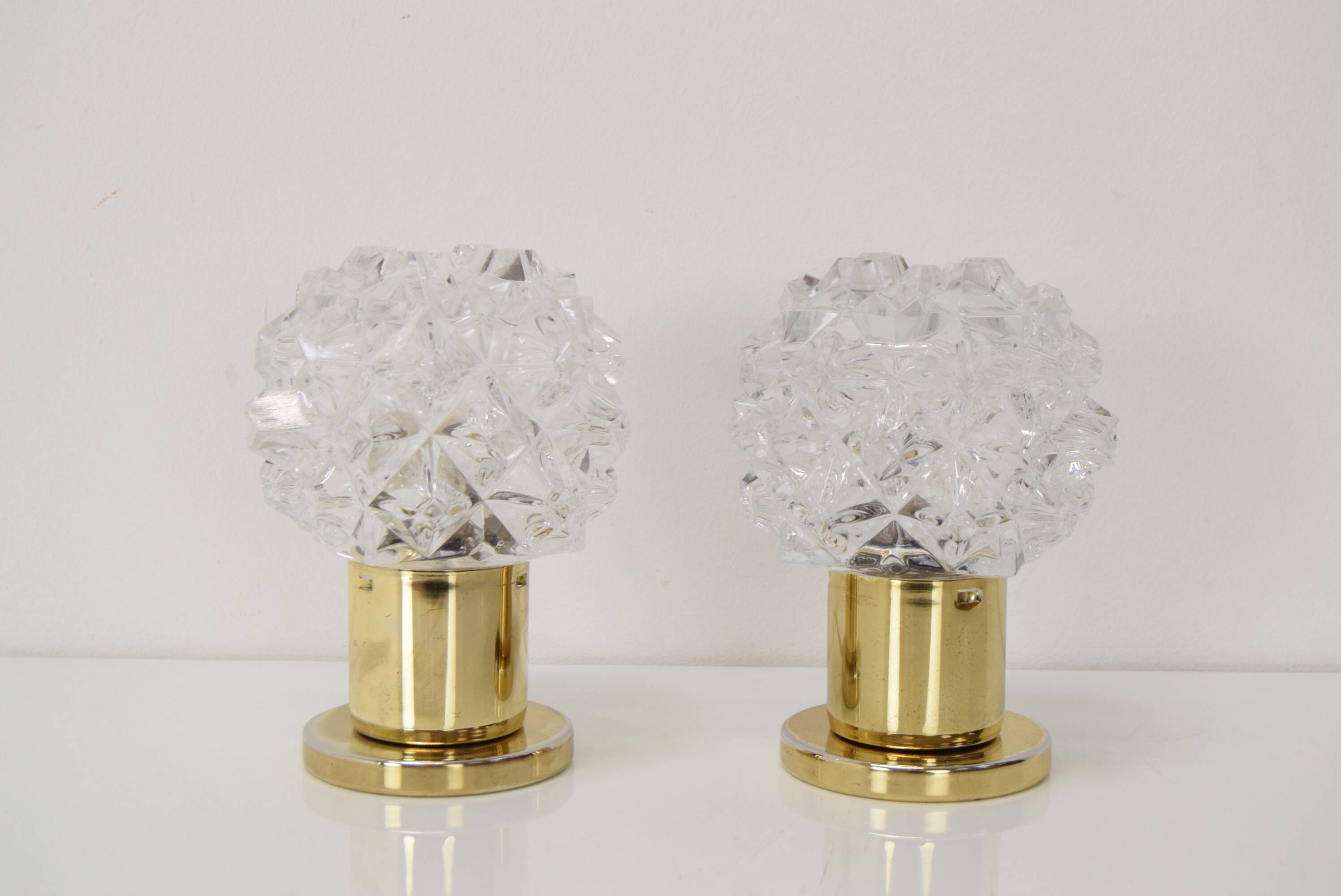 Pair of Design Table or Wall Lamps by Preciosa, Kamenicky Senov, Czechoslovakia, 1960's.