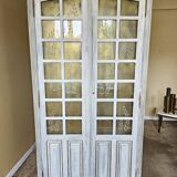 Antique library patinated in whitewashed white