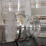 8 verres avec bande granité blanc et liserés doré année 50
