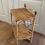 Vintage rattan bedside table 1960