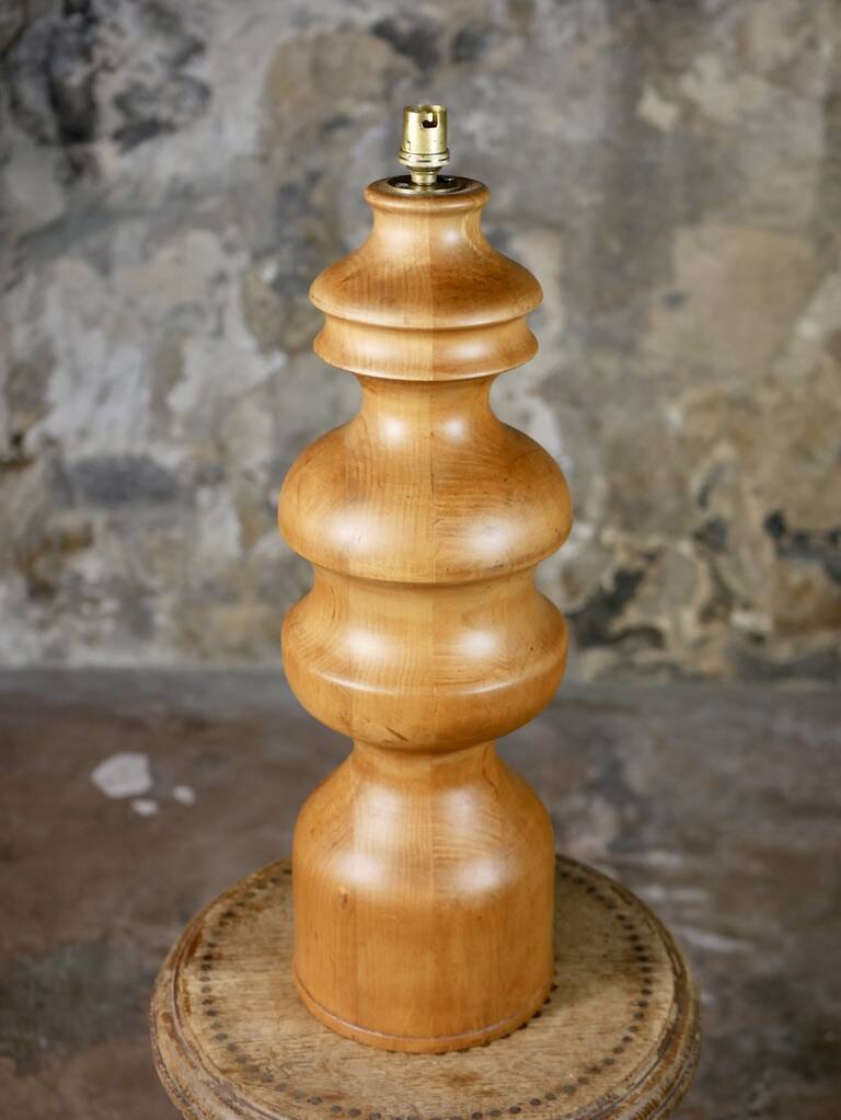 Large turned wooden lamp base, French work, 1960s