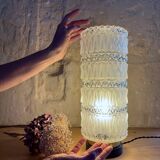 Vintage pressed glass column table lamp
