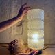 Vintage pressed glass column table lamp