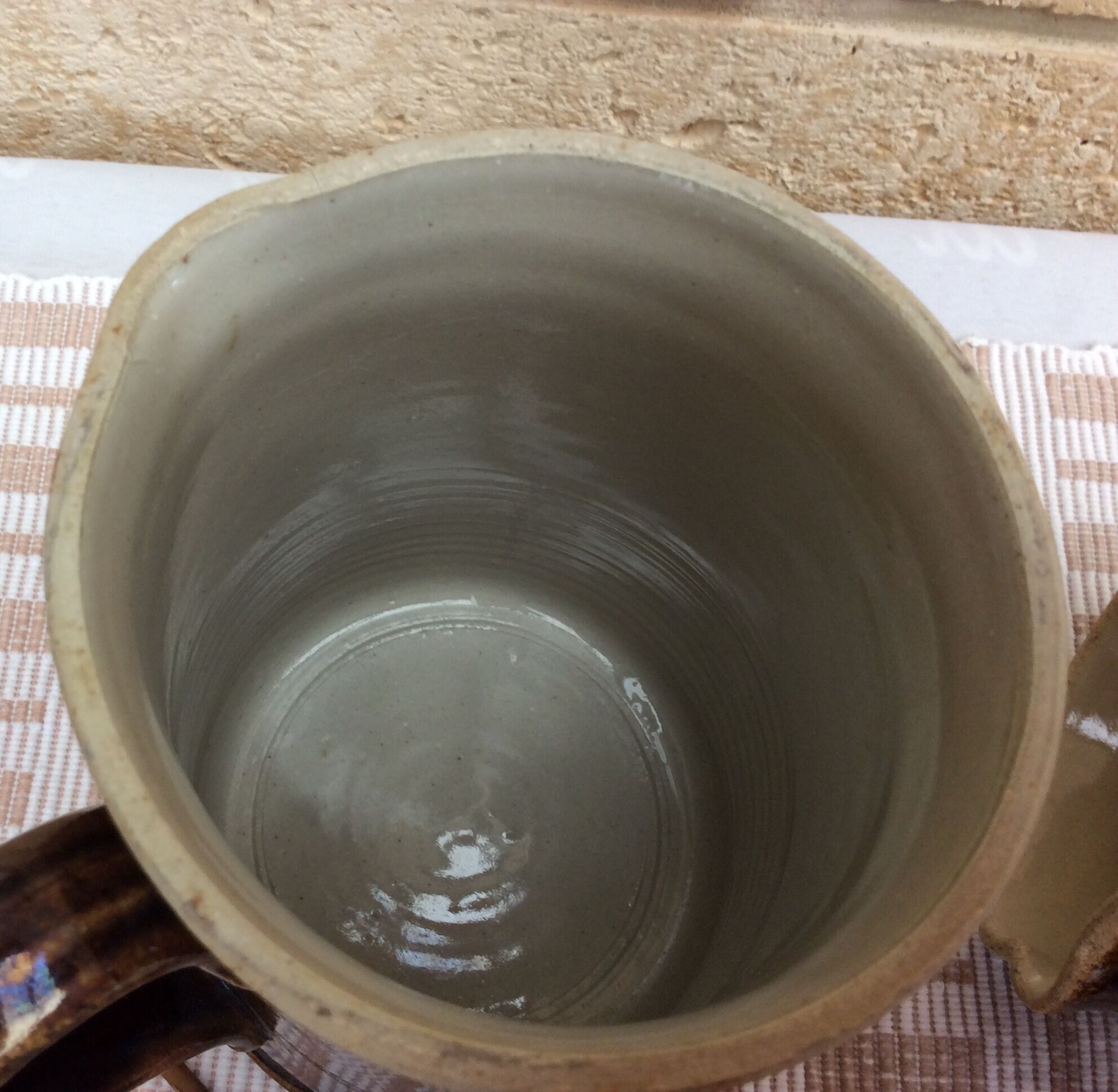 Set of 2 pitchers with enamelled sandstone spout, 50s