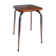 Caramel skaï stool and tapered feet in chrome metal