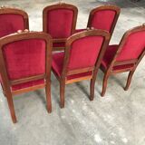 Suite of 6 red velvet chairs Napoleon III