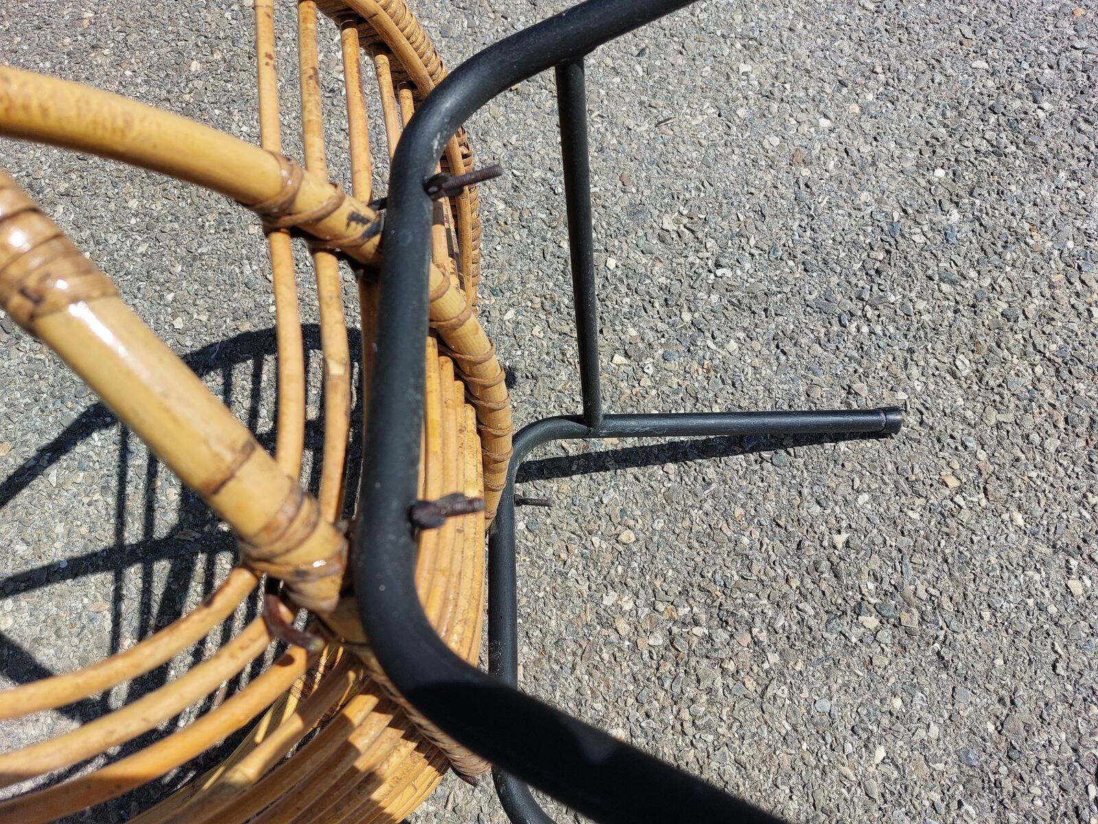 Lot de 3 fauteuils corbeille vintage en rotin Rohé Noordwolde - Années 60