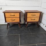 Pair of vintage teak bedside tables from the 60s