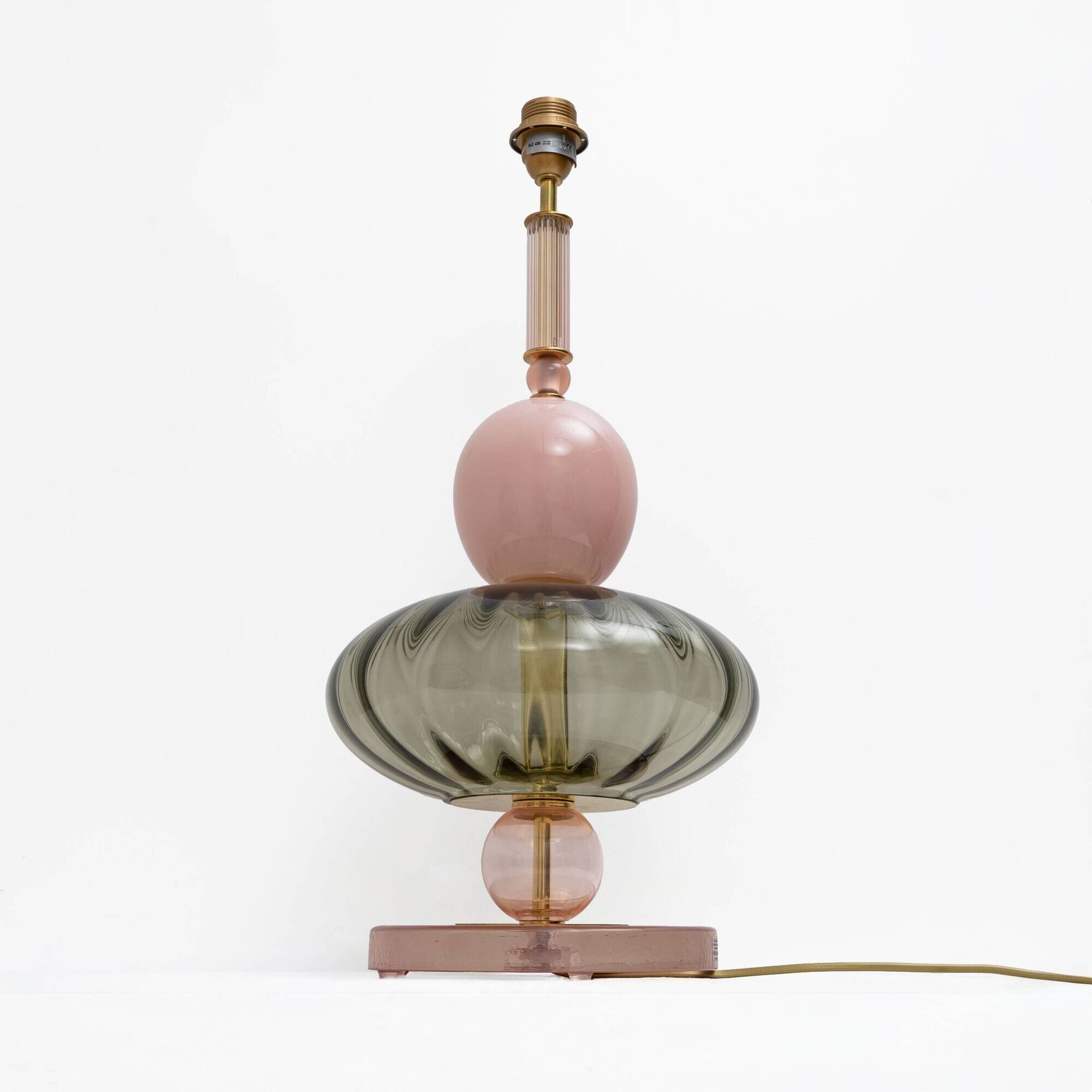 Pair of Geometric Murano Glass Table Lamps in Pink and Green,Sottsass Style