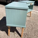 Paire de chevets vintage pieds compas/ vert