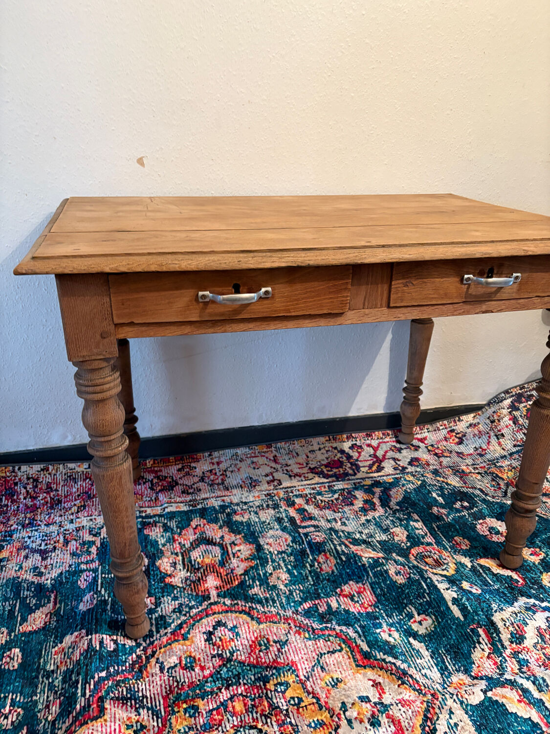 Raw wood farmhouse table