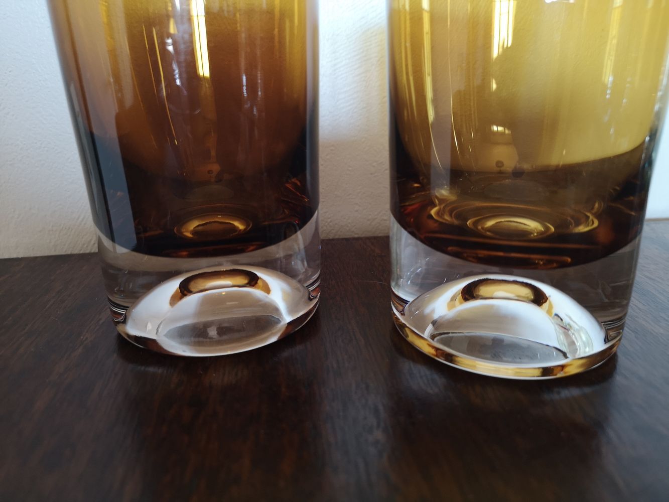 Duo of whisky glasses or cocktail crystal ambré space age 1960s/1970s
