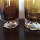 Duo de verres à whisky ou cocktail cristal ambré space age années 1960/1970