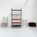 Postmodern black and red modular shelving unit, 1980