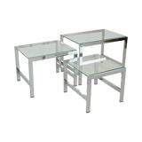 Space Age Nesting Tables Chrome Clear Glass Sixties Design Side Table