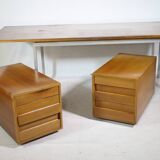 Mid-Century Behr Desk in Walnut with 2 Drawer Containers, Germany, 1970s