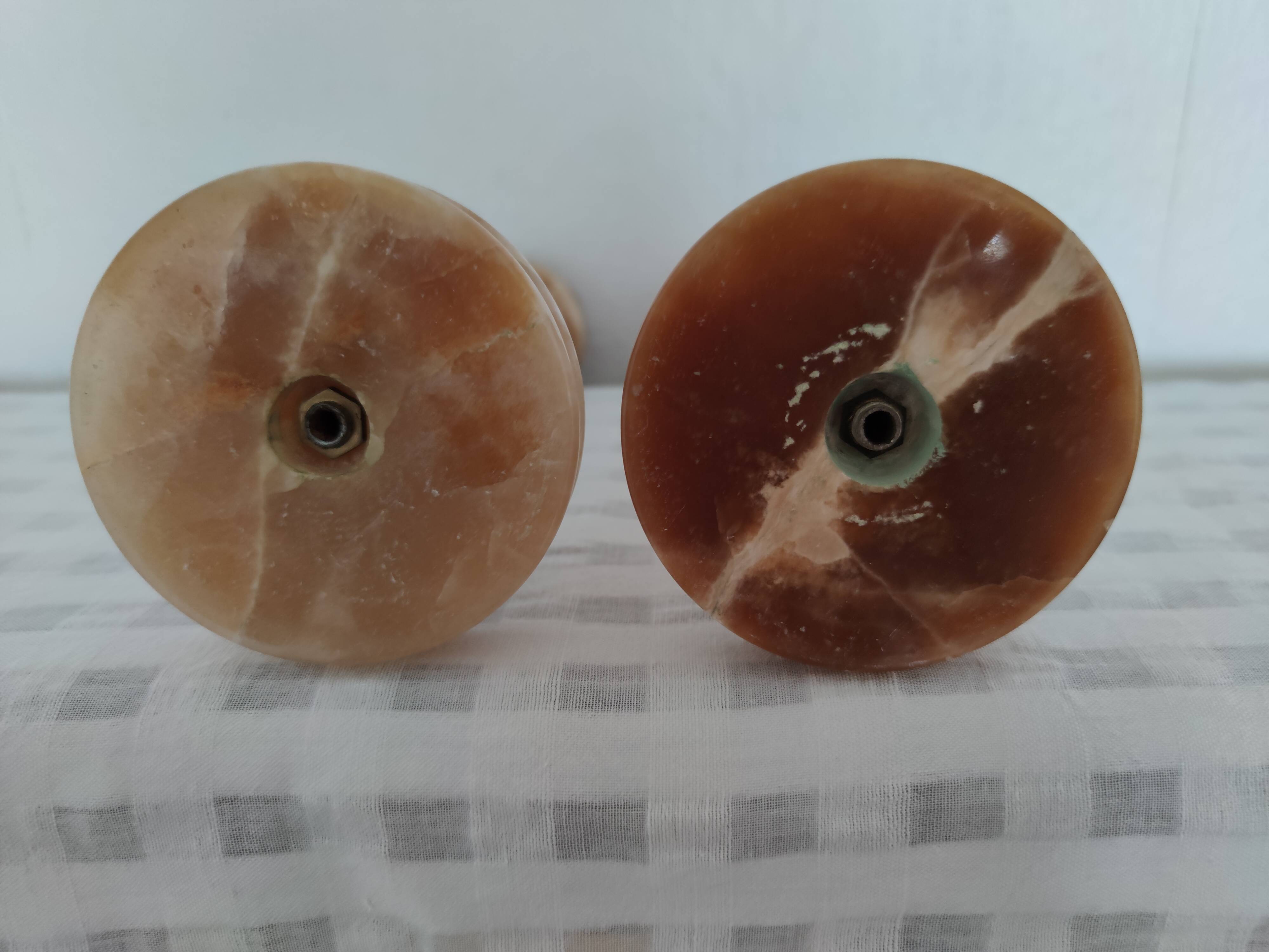 Pair of candlestick candlestick in onyx and brass H28cm TBE