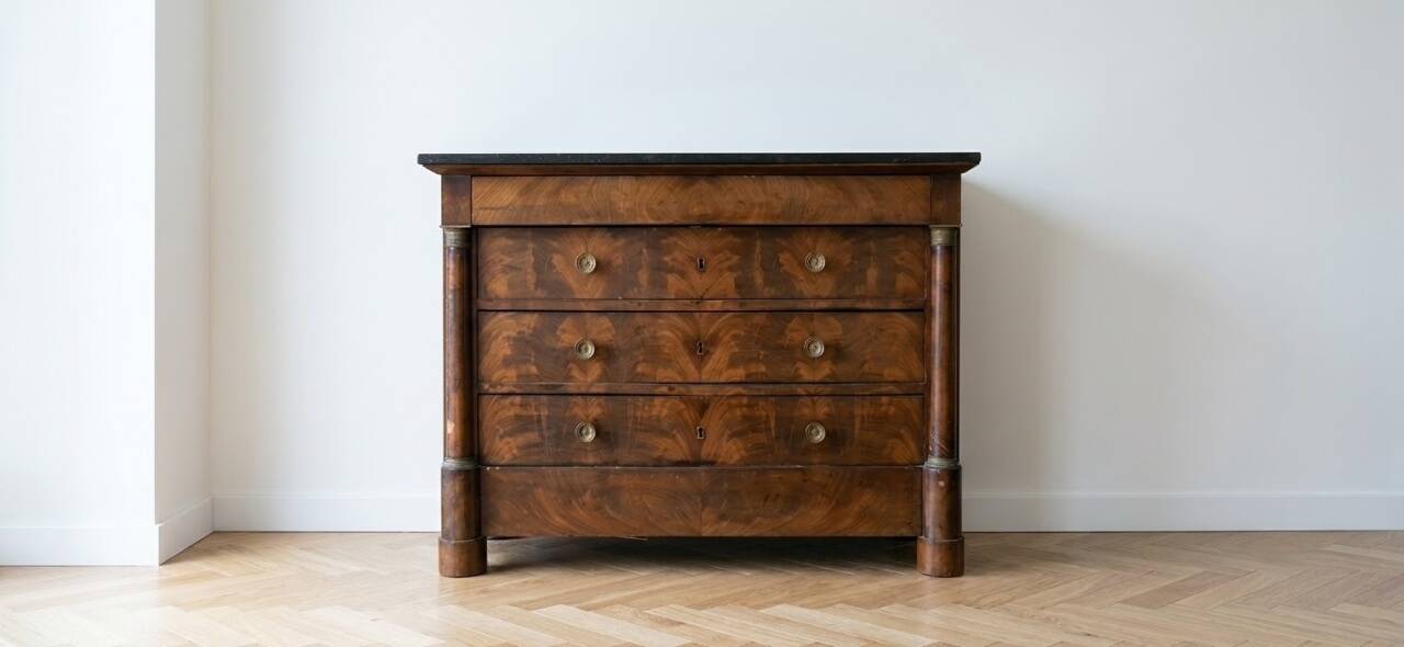 Empire cherry wood chest of drawers