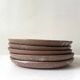 handmade ceramic dessert service in pyrite beige stoneware, France 1950