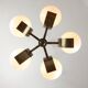 Vintage Italian Copper & Opaline Chandelier, 70s