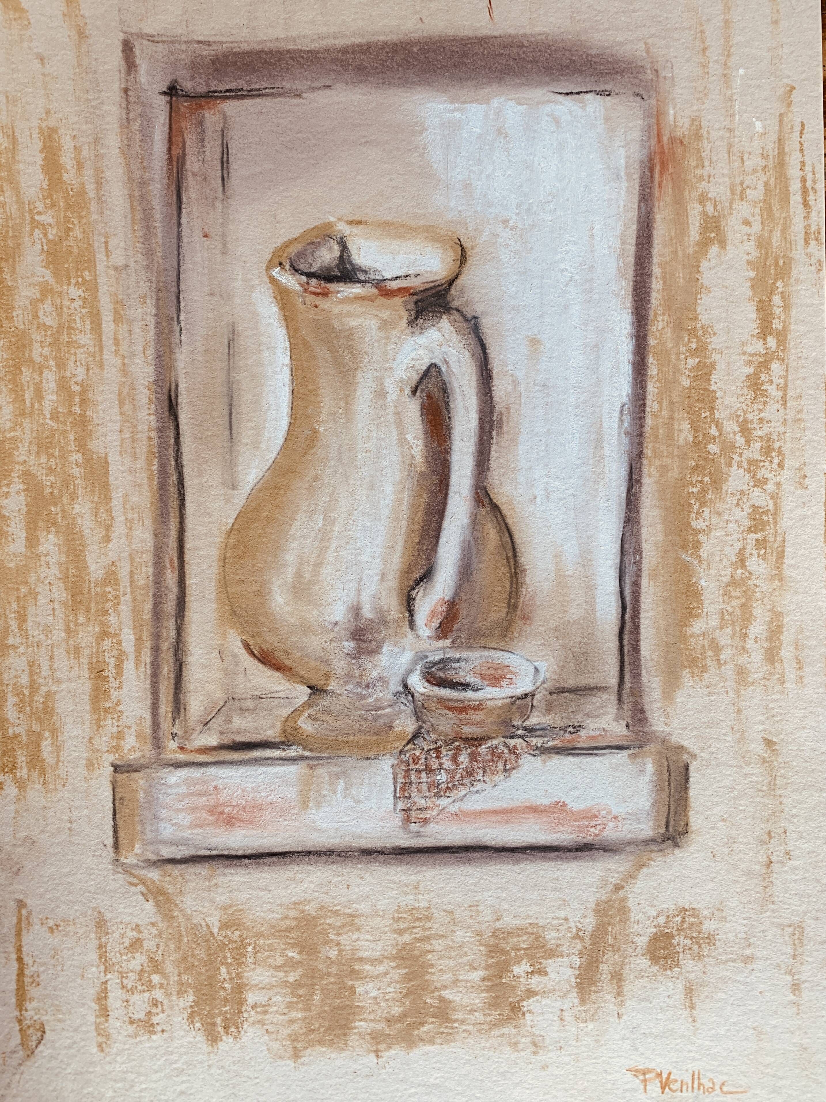 Signed still life painting in Provence "alcove with the jug"