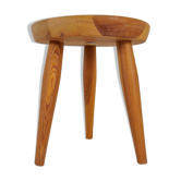 Tabouret Sculptural Scandinave Moderne en Pin, Suède, Années 1970