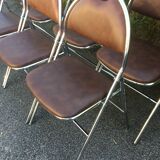 Set de 6 chaises pliantes acier et similicuir 70’s