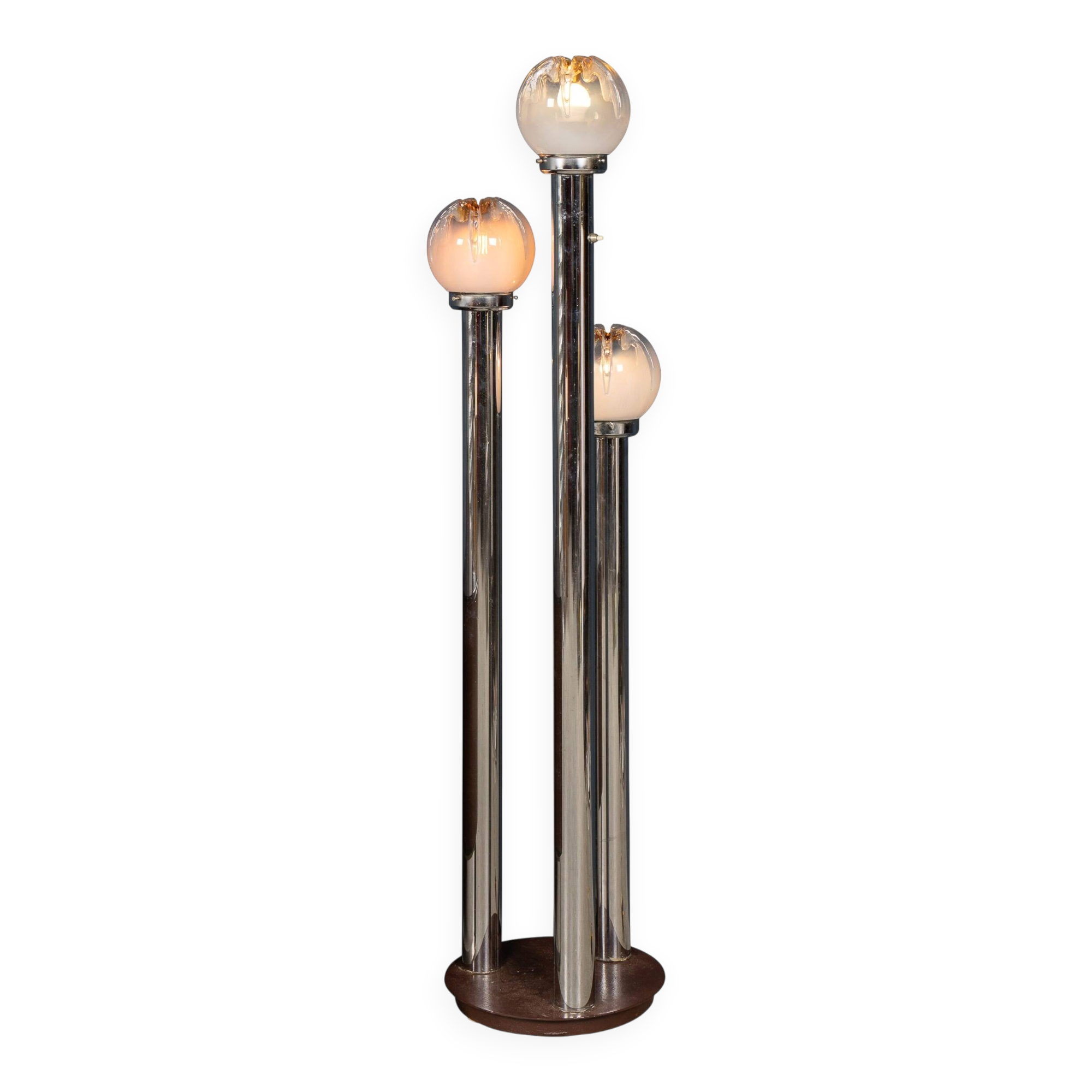 Vintage 20thc italian chrome & glass floor lamp by mazzega c.1970