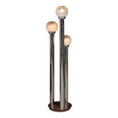 Lampe de sol vintage italienne en chrome et verre par mazzega c.1970