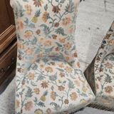Pair of crapaud armchairs / Napoleon III – floral fabric – fringed skirt
