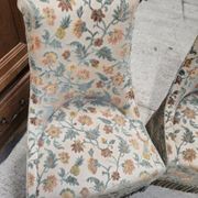 Pair of crapaud armchairs / Napoleon III – floral fabric – fringed skirt