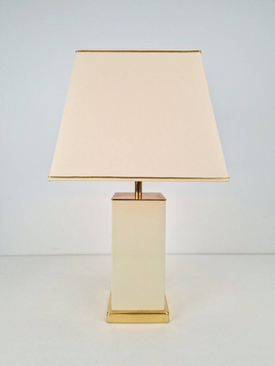 Vintage Brass and Cream Table Lamp from Maison Charles, 1970s