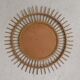 Vintage round bamboo mirror with faceted glass, 1950s