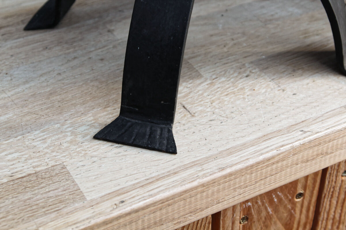 Pair of brutalist wrought iron candlesticks