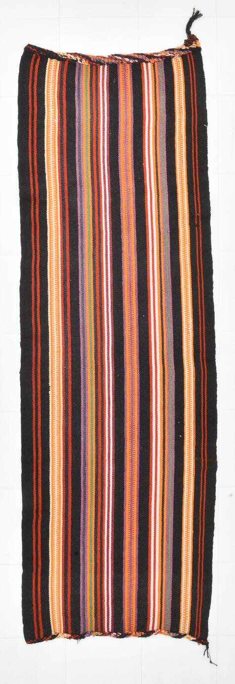 3x10 Striped Pattern Turkish Kilim Runner Rug, 100x299Cm