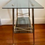 Smoked glass and gilded brass trolley