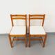 Pair of vintage chairs in pine and white terry fabric from the 70s