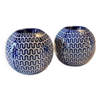 Pair of ball candlesticks