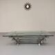Space coffee table from the 70s, tubular metal and glass, Italian design