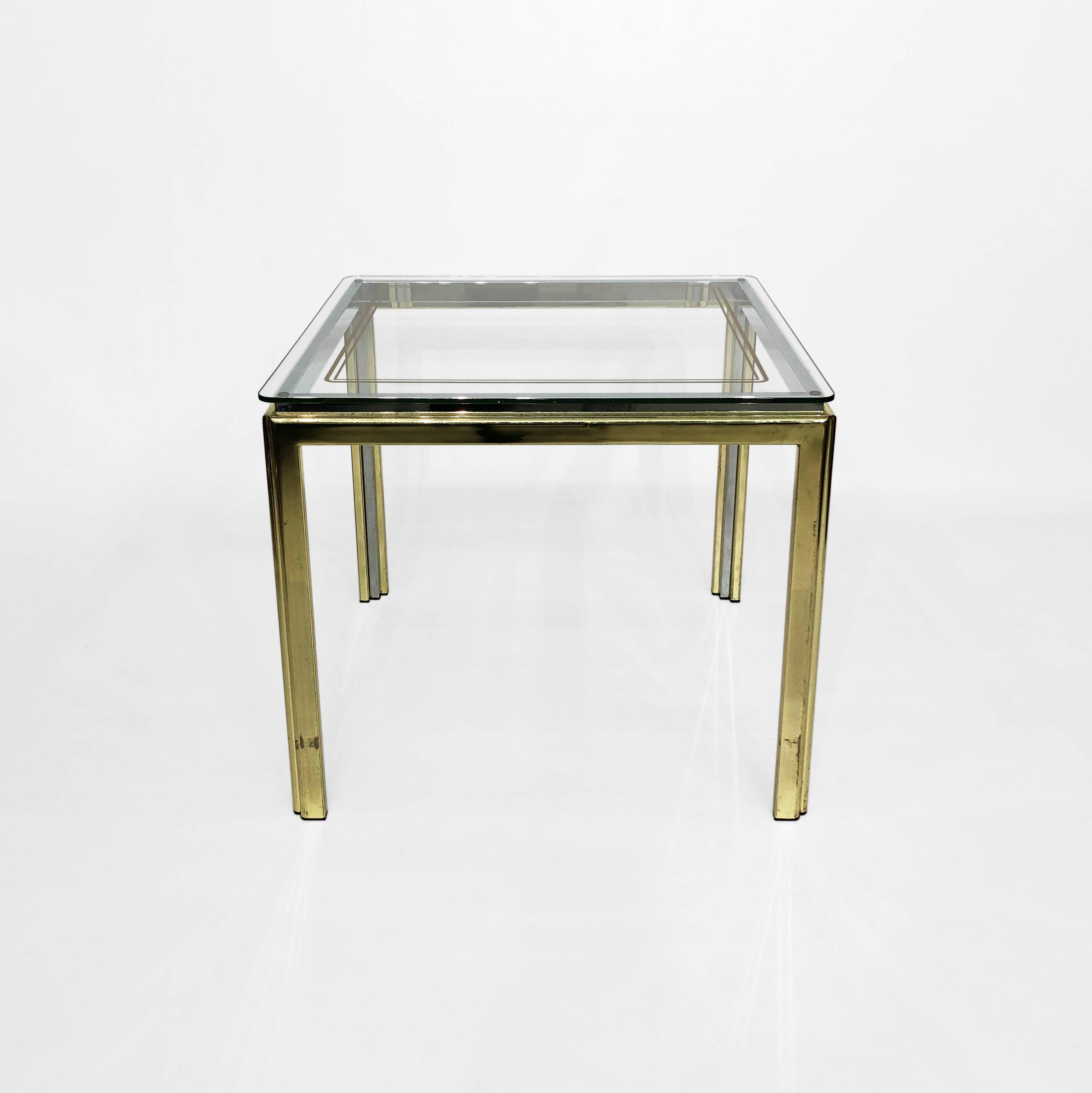 1970s Brass And Chrome Side Tables Renato Zevi Glass