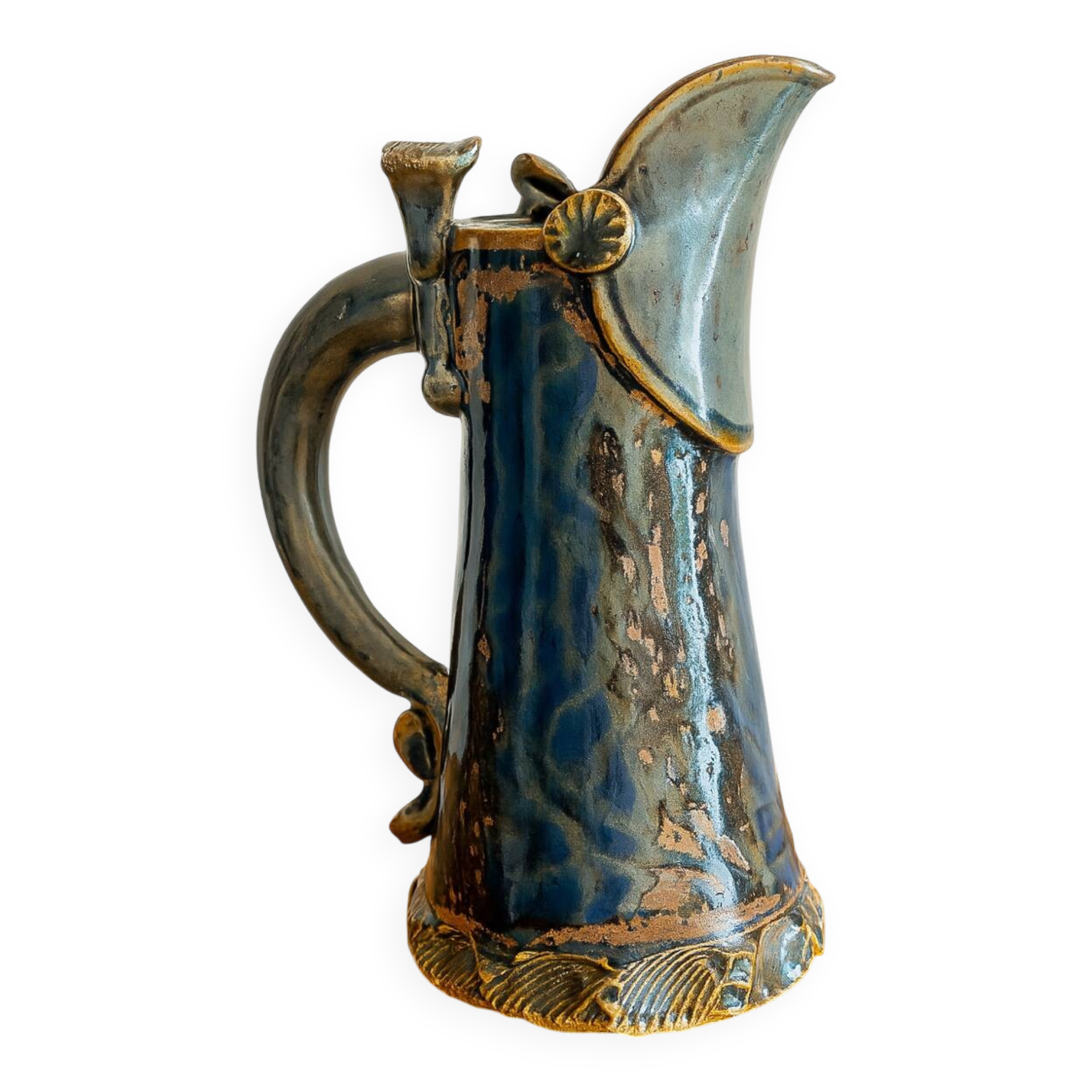 Antique Art Nouveau enamelled stoneware carafe