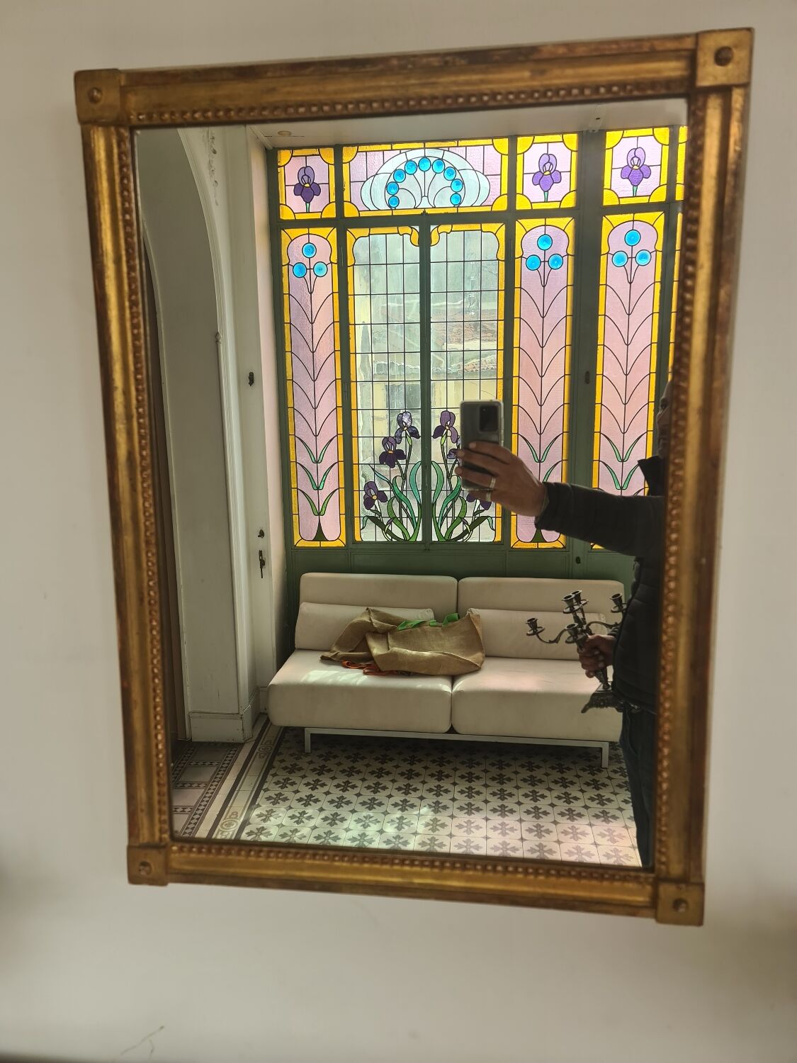 Rectangular gilded mirror, pure lines 59x79cm