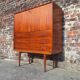 Vintage teak secretary furniture, antique desk