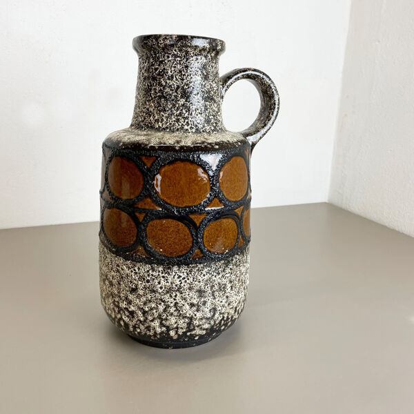 Vase de sol multicolore en poterie fat lava 408-40 fabriqué par scheurich, années 1970