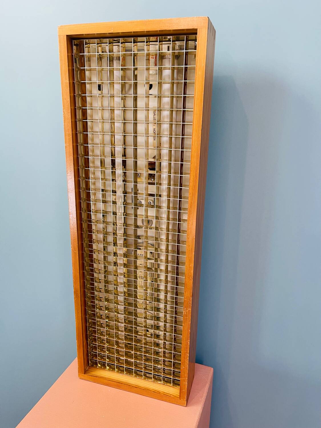 Scandinavian ceiling light in teak, circa 1970.