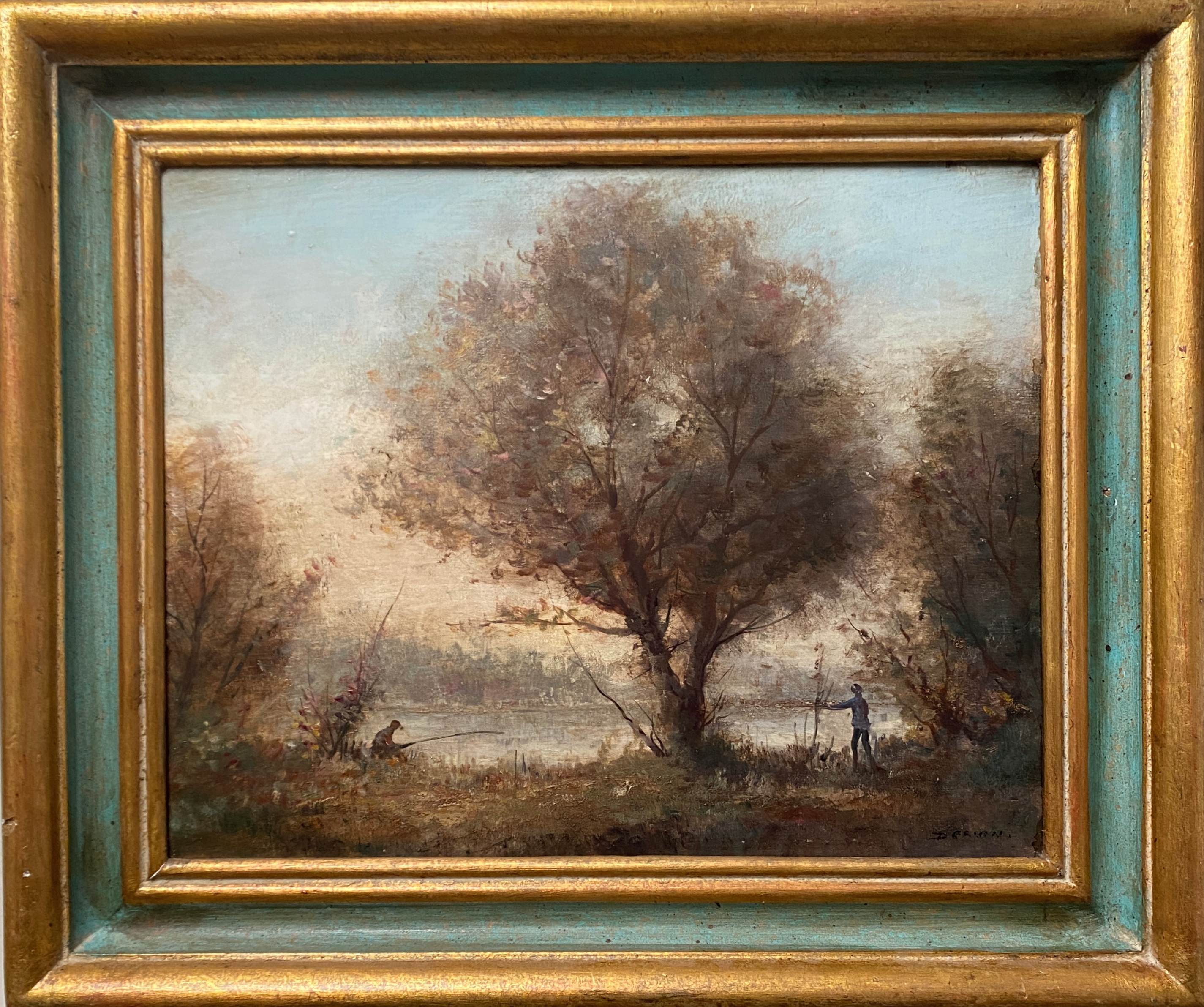 HST painting "The fisherman" signed Dervin with frame