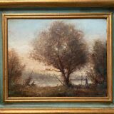 HST painting "The fisherman" signed Dervin with frame