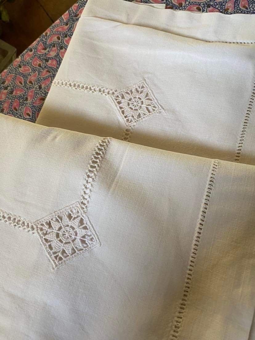 Cotton pillowcase embroidered monogram JB.