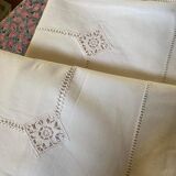 Cotton pillowcase embroidered monogram JB.