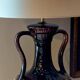 Vintage amphora lamp in ceramic with a new silk and wool shade.